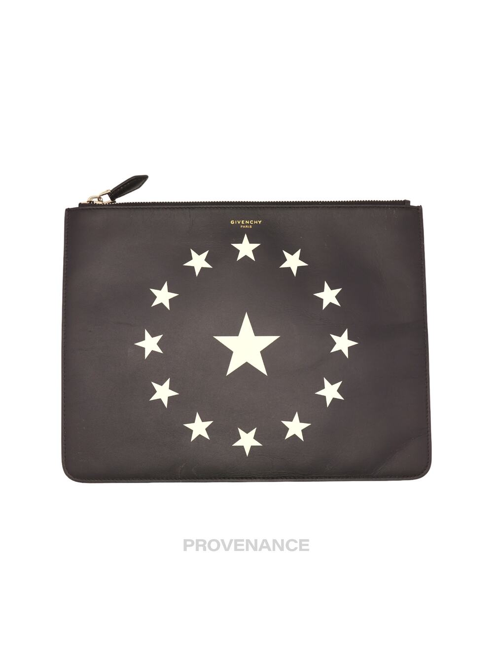 🔴 Givenchy Star Zip Pochette Jour - Black Leather